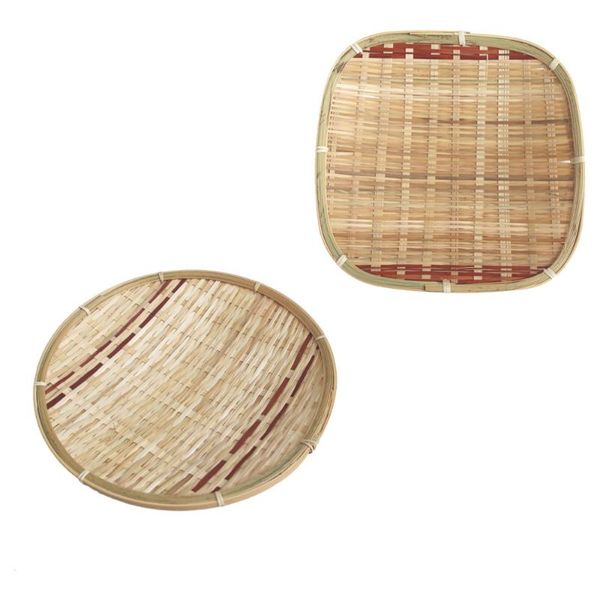 

storage baskets 2pcs woven tray household basket decorative bamboo weaving