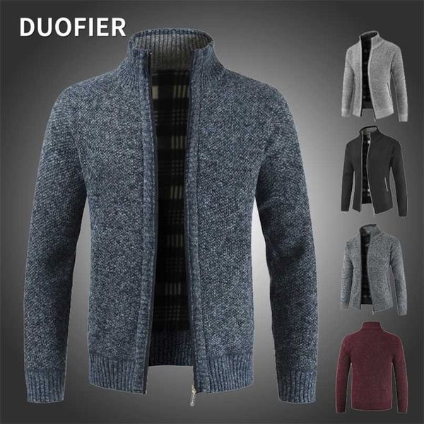 

men's sweaters slim fit stand collar zipper jacket autumn winter warm knitted cardigan coats male clothing casual knitwear 211217, Black;brown
