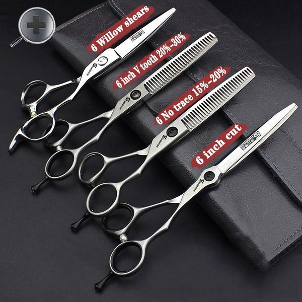 

salon cutting tools 6inch barber hairdresser scissors professional style anti-slip wear-resistant logo fine hair
