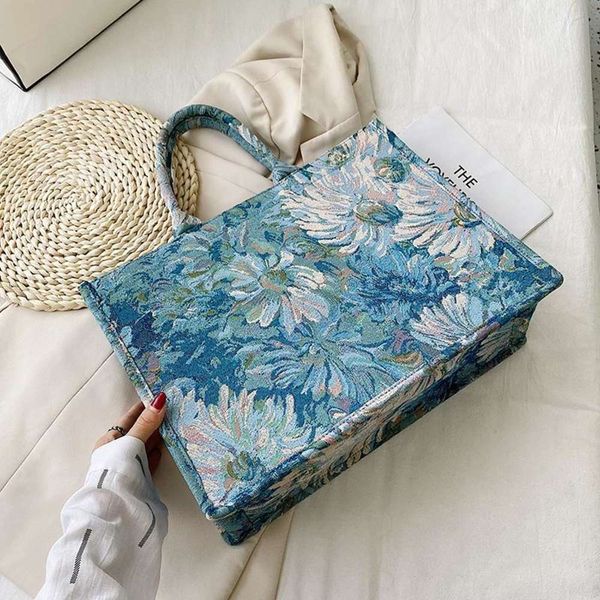 

designer dinner bagevening bags painting flower large canvas tote 2021 summer trends women's designer handbag high capacity to handle s