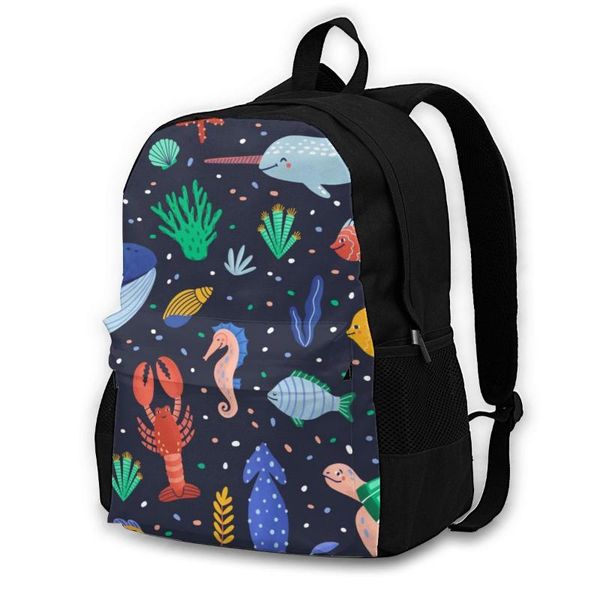 

backpack happy marine animals funny underwater sea creatures shoulder bag casual women teenage girl school bagpack