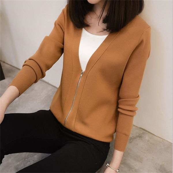 

female cardigan long sleeve slim women knitted sweater for 210427, White;black