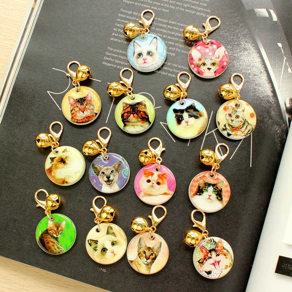 

tangerine peel hand made cat identity card anti lost bell lettering cat pet dog brand name plate