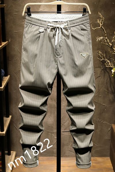 

2021 men's thin fashion joker stretch nine pants loose, straight, slim, foot banding casual trousers m-4xl#04, Black