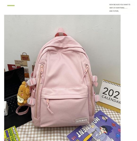 

backpack 3702 schoolbag female net red style summer light solid color middle school student