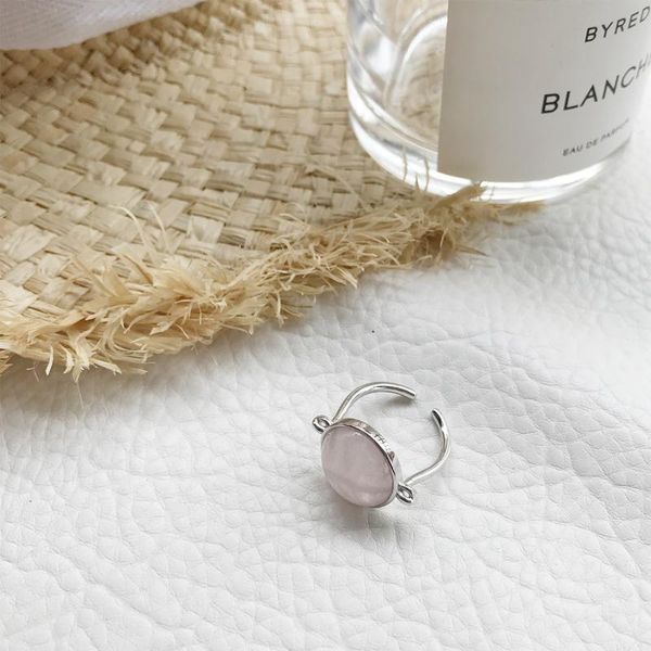 

cluster rings s925 pink crystal sterling silver ring japanese and korean women handmade winding tail to send girlfriends, Golden;silver