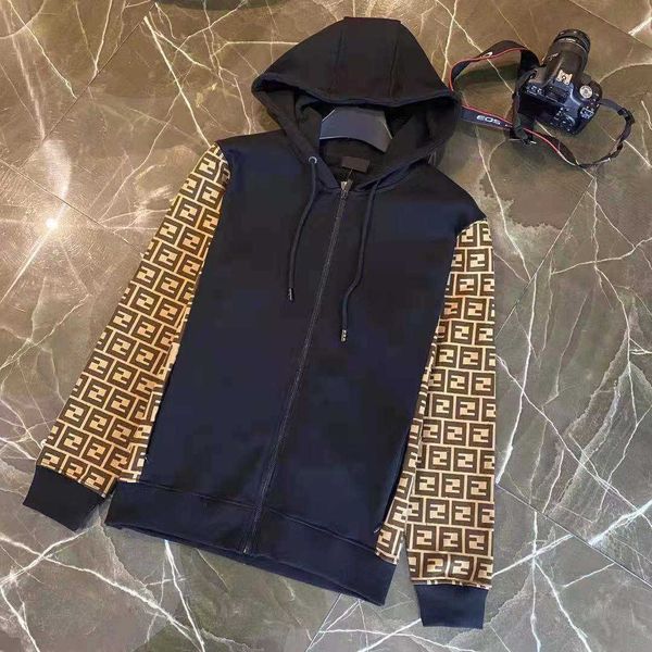

2021 r men's jacket long sleeve letter printed hoodie high-end fashion casual coat m-2xl, Black;brown