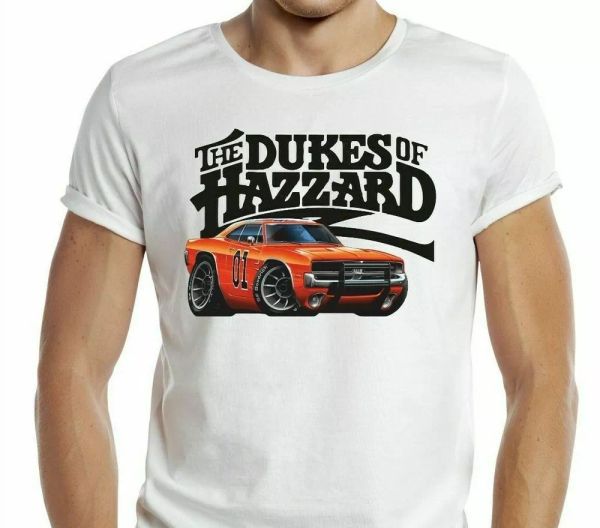 

dukes of hazard t-shirt general lee car retro tv show 01 daisy duke classic cool, White;black