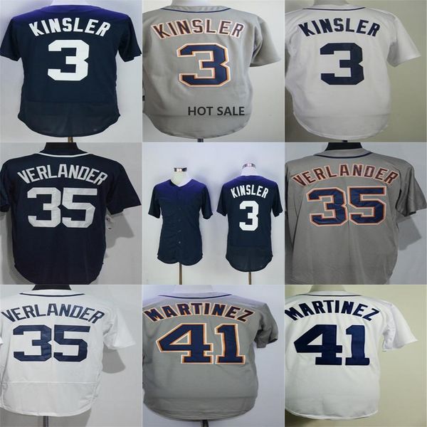 

wholesale detroit 3 ian kinsler 35 justin verlander 41 victor martinez blue grey white embroidery logos baseball jerseys, Blue;black