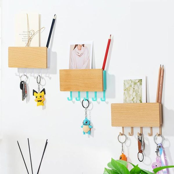 

hooks & rails wooden decorative wall storage box with hook sundries shelf hanger organizer key rack wood necklace