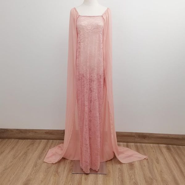 

po shoot prop stretch lace dress tube straight gown maternity with chiffon cloak for pography props baby shower robe dresses, White