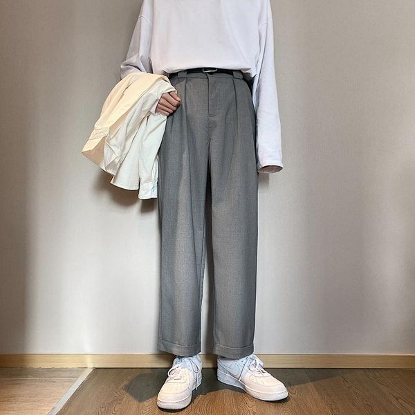 

men's suits & blazers large size suit pants fashion society mens gray dress korean loose formal straight leg men trousers m-5xl, White;black