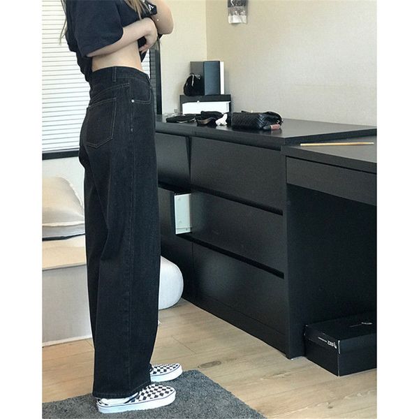 

women's jeans high-waisted female breeches loose denim pants boyfriend women solid vintage gothic cool stright girl ox23, Blue
