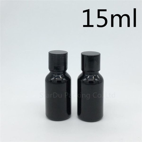 

storage bottles & jars 200pcs 15ml black glass bottle serum container 15cc vial essential oil with screw cap perfume