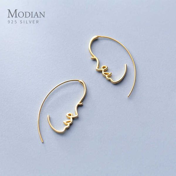 

exquisite stylish geometric face design drop earrings 925 sterling silver unique dangle earring for women fine jewelry 210707