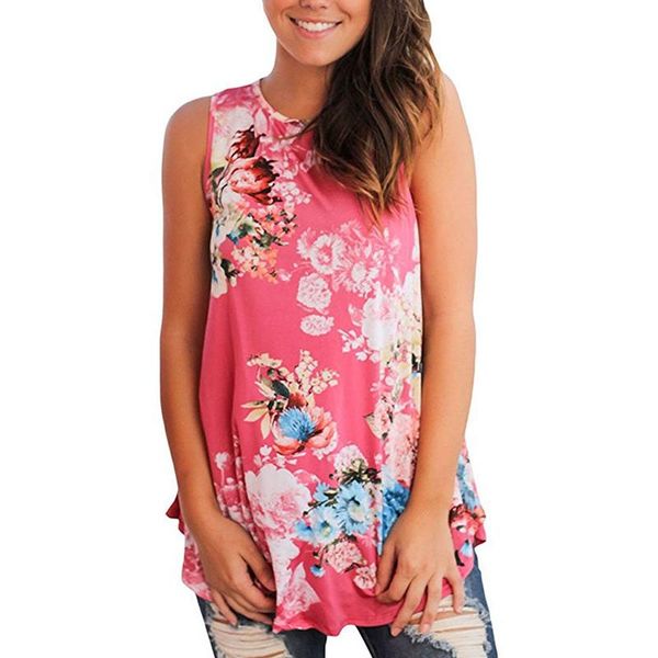 

women's tanks & camis women printed floral short sleeveless tank blouse large size loose shirts summer lady for female boho vest, White