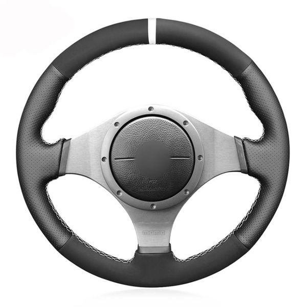

black pu leather suede car steering wheel cover for mitsubishi lancer evolution 8 viii 2003-2005 9 ix 2005-2007 covers