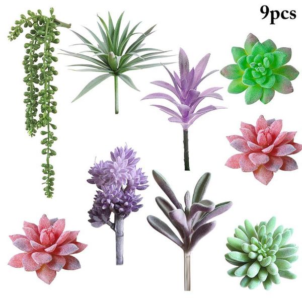 

9pcs artificial plant decorative assorted fashion fake faux succulent pography props home decoration accessories flowers & wreaths