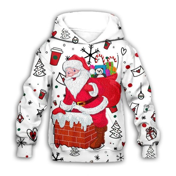 

commodity new 3d digital sweater printed santa claus hoodie children's, Black