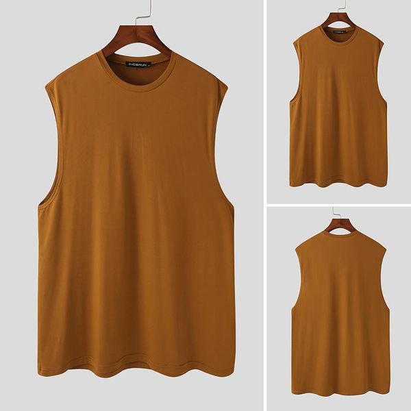 

men' tank incerun fashionable vests sleeveless round neck solid comfortable handsome casual streetwear -5xl, White;black