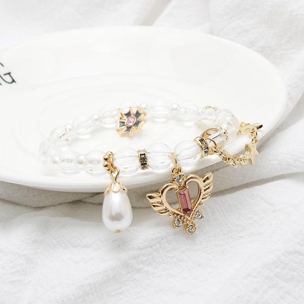 

link, chain anime stars moon crystal bracelet jewelry card captor sakura love bracelets for woman charms bangles wristbands, Black