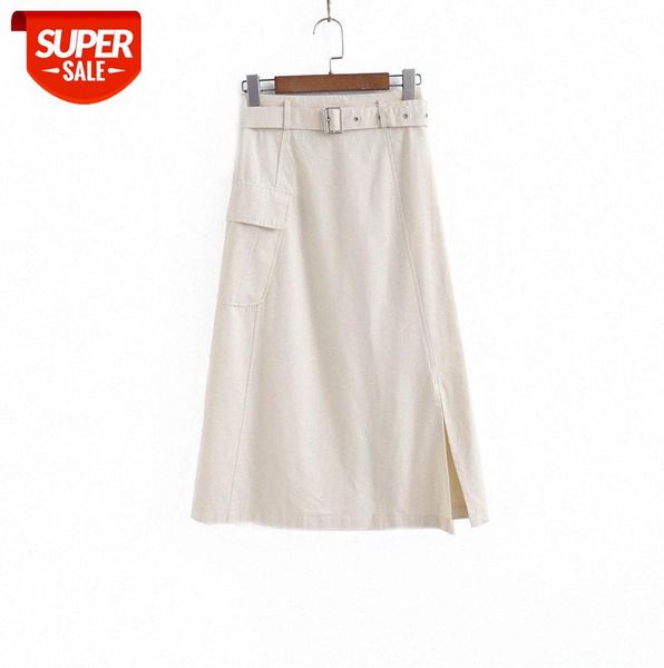 

li zhiqi retro slit pocket skirt women mid-length high-waist fashion a-line 110279 #sm8k, Black;gray