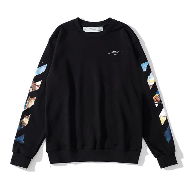 

Meichao Brand Off Monet Oil Painting Style Arrstyle Graffiti Sweater Autumn Winter Men Women Lovers Loose Round Neck Bottoming, Black