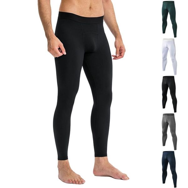 

men's pants sports black high waist ultra soft leggings solid color elastic stretch plus size push up brushed fitness trousers