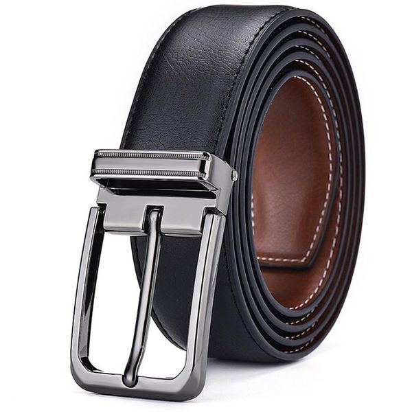 

belts brand men's genuine leather belt quality alloy pin buckle women's business affairs cowhide the can be used on both sides, Black;brown
