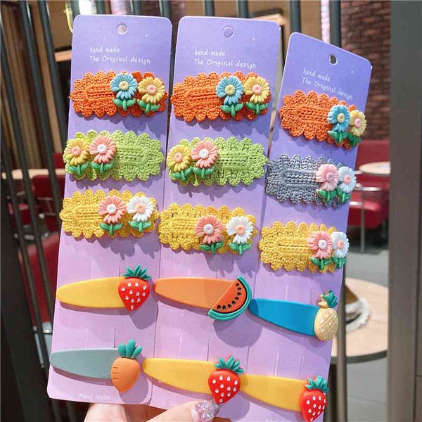 

barrettes hairpin autumn colorful children's fruit flower super fairy little daisy side clip korean temperament simple top, Golden;silver