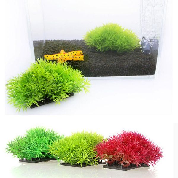 

5x artificial moss underwater aquarium plant ornament 3 color pine needles with base fish tank grass decorations