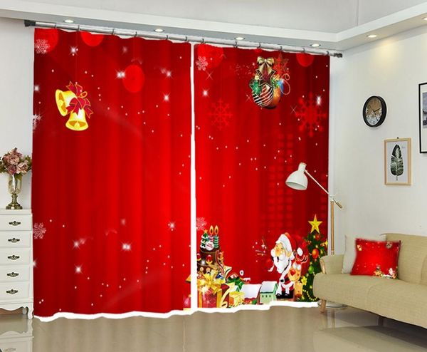 

curtain & drapes babson red christmas bell diy po shading personalized 3d digital printing