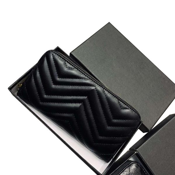 

2021 famous designer wallet for women brand long purse ladies fashion clutch bag with box billetera, Red;black