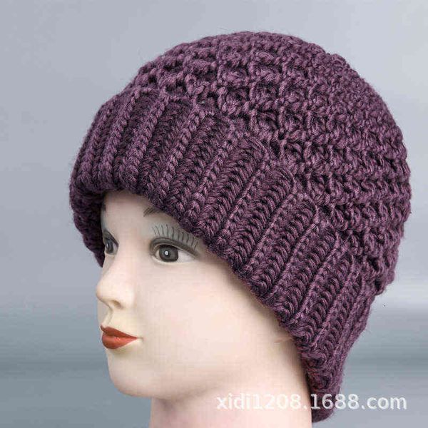 

winter old lady wool hat plush thickened knitted hat mother-in-law middle-aged and elderly autumn winter, Blue;gray