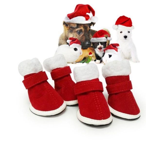 

dog apparel plush shoes anti-skid cotton boots christmas dress up chihuahua puppy for small dogs