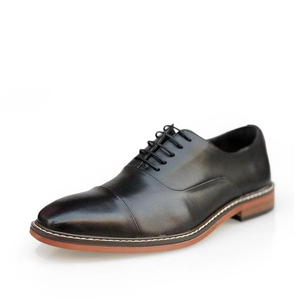 

dress shoes luxury men's genuine leather business formal wear men invisible increase soft lining casual, Black
