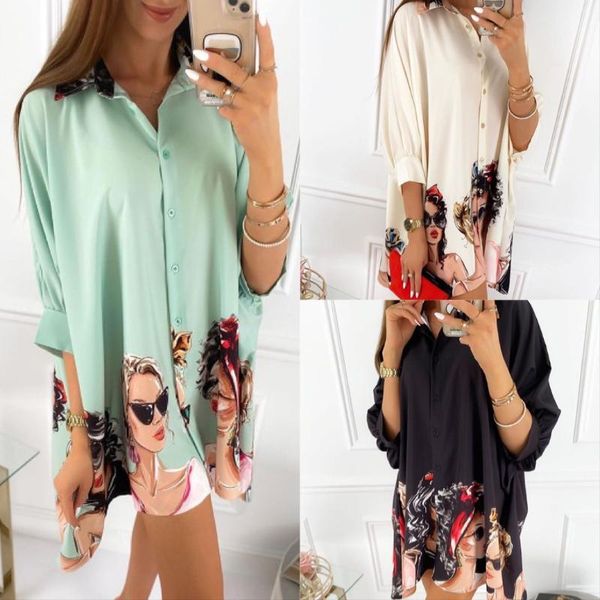 

casual dresses 2021 european and american summer fashion women's positioning printing three-quarter sleeve shirt, Black;gray
