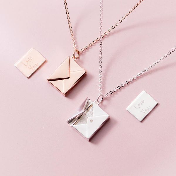 

pendant necklaces drop 925 sterling silver envelope lover letter necklace gifts for women choker jewelry accessories