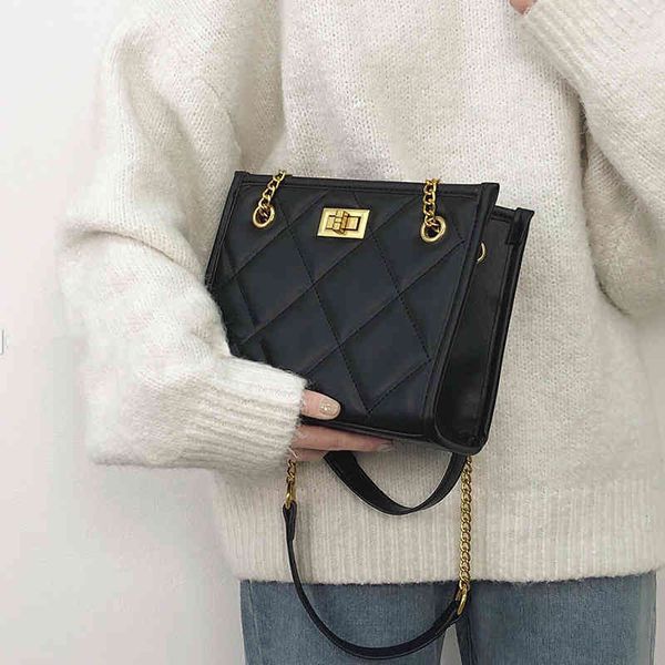 

2021 fashion shoulder travel s leather pu quilted female luxury handbags women bags designer sac a main femme lj210203