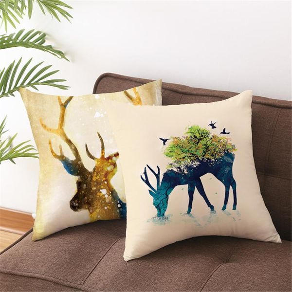 

pillow case custom cartoon elk pillowcases decorative sofa room bed cover home car cute cushion 45*45cm(one side) tpr026
