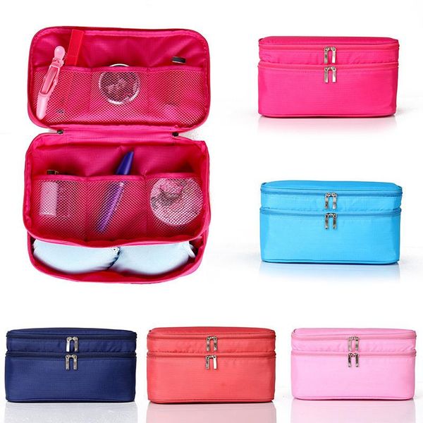 

travel bra bag double layer underwear organizer cosmetic daily toiletries storage women's wash case bags & cases