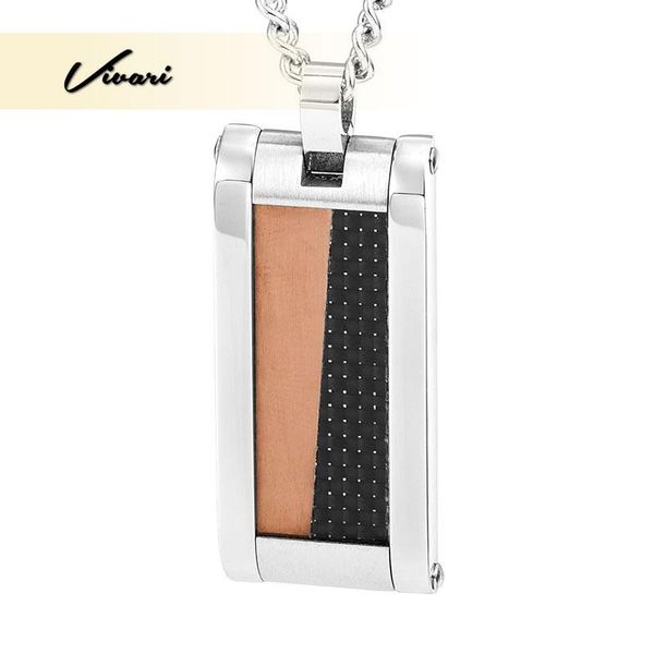 

pendant necklaces vivari women's stainless steel black carbon fiber with 18 inches necklace fashion accessories, Silver