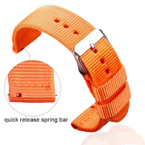 

watch bands hengrc 9 colors nato watchband nylon canvas strap 18 20 22 24mm women men replacement band accessories bracelet, Black;brown