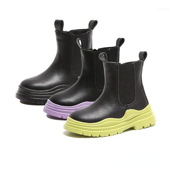 Botas para meninas 2021 outono inverno solas macias elegante crianças vaca split de alta qualidade crianças sapatos menina 921011