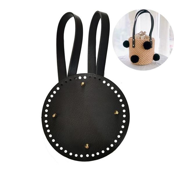 

bag parts & accessories leather diy hand kit bags bottom with holes rivet for knitting handbag base strap homemade, Black