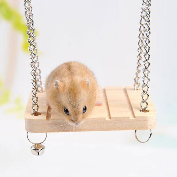 

wooden small pet hammock hamster toys bell swing hammocks parrot hanging suspension bridge house animal supplies