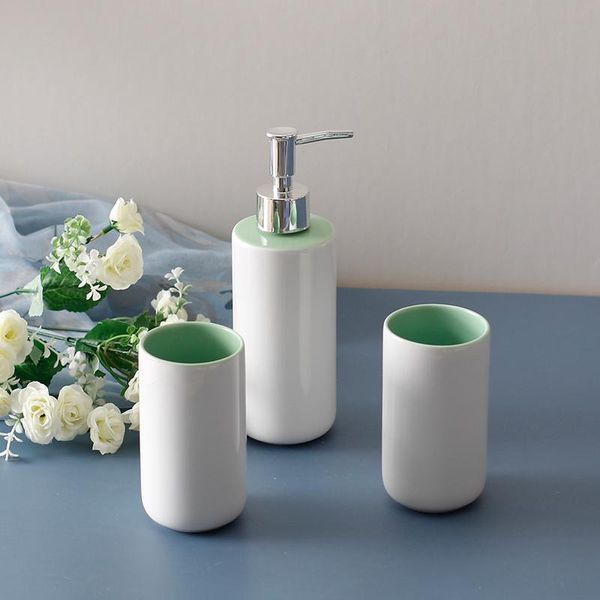 

ceramic bathroom accessories lotion bottle mouth cup toiletries shower gel/shampoo dispenser home deskdecoration bath accessory set