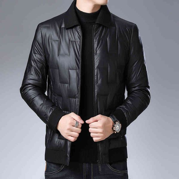 

Winter Men's Black Leather Collar Fashion Women's Down Jackets
