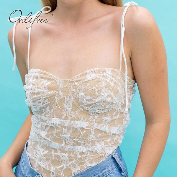 Verão Mulheres Lace Tank Top Sexy Camisole Spaghetti Strap Preto Curto Câmeras Colete Tops 210415