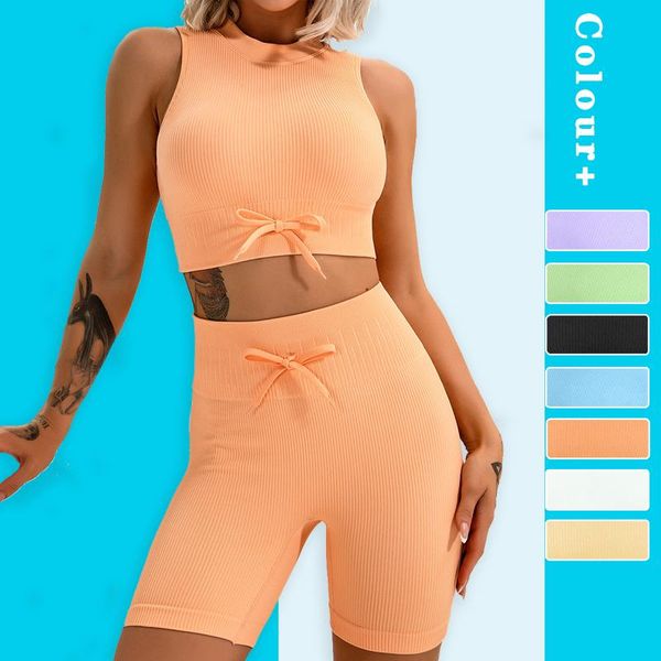 

yoga outfit sets turtleneck vest sport suit two piece set women gym clothing workout sportswear seamless high waist short top